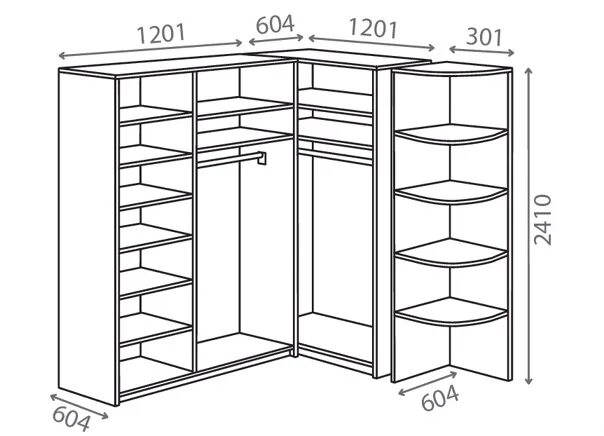 Размеры угловых шкафов купе фото Наполнение шкафов и гардеробных - Фотография 26 из 27 ВКонтакте