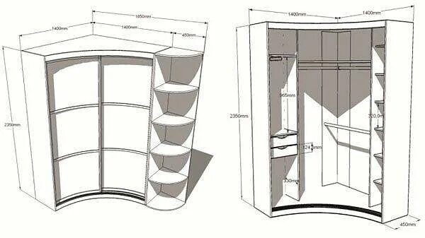 Размеры угловых шкафов купе фото Радиусный шкаф-купе Модис-1 вогнутый - купить за 41800 руб. в Москве - МФ "Монол