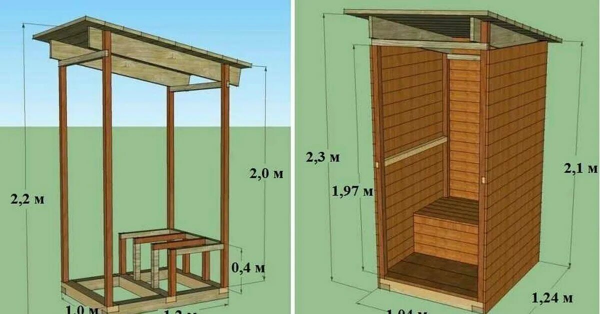 Размеры уличного туалета фото Уникальные чертежи дачного деревянного туалета в стиле теремок для самостоятельн