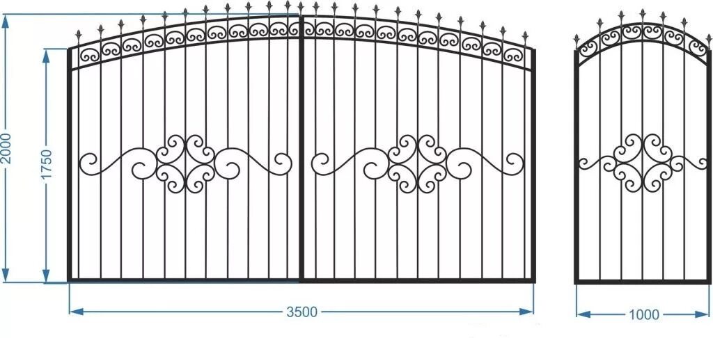 Размеры ворот из профильной трубы чертежи Готовые эскизы и чертежи ворот с размерами