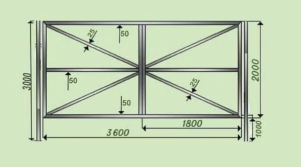 Размеры ворот из профильной трубы чертежи Ворота для сарая: как сделать из дерева своими руками, металлические, фото, виде