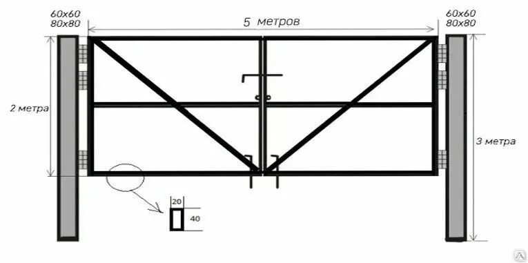 Размеры ворот из профильной трубы чертежи Pin on Быстрое сохранение in 2024 Utility pole, Metal