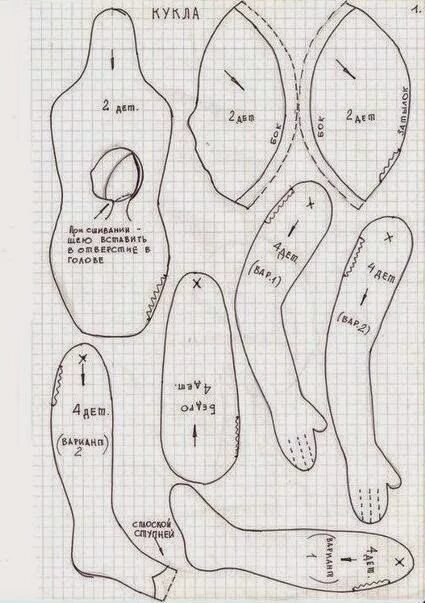 Размеры выкроек кукол Интерьерные куклы Кузнецовой Евгении: Подборка выкроек кукол Бесплатные образцы 