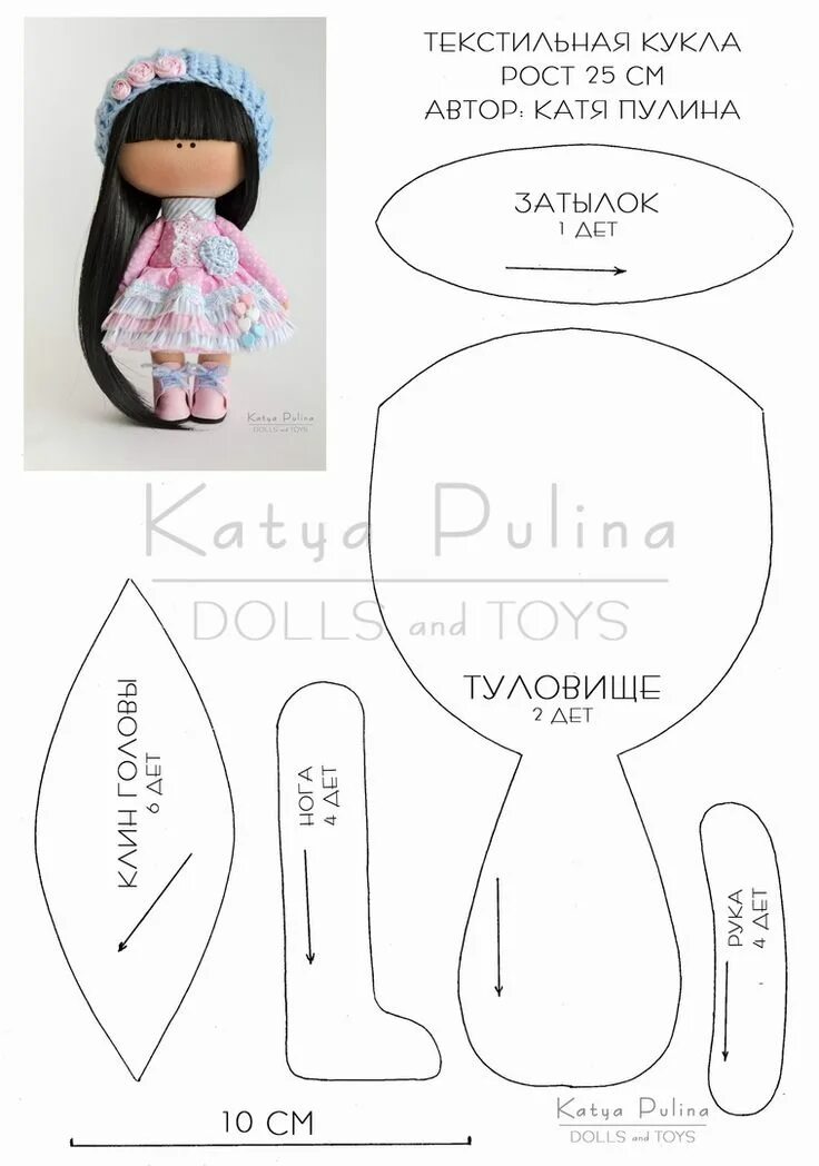 Размеры выкройки куклы 30 см Leticia Van-Vuuren Doll sewing patterns, Homemade dolls, Cloth dolls handmade