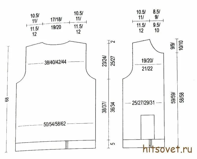 Размеры выкройки мужского жилета Выкройка мужского жилета Пуловер, Вязание, Жилет мужской