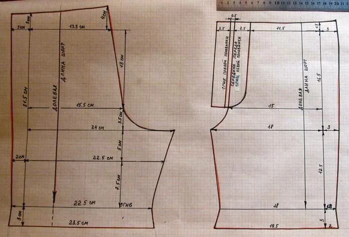Размеры выкройки шорт мужских Проект пошив шорт