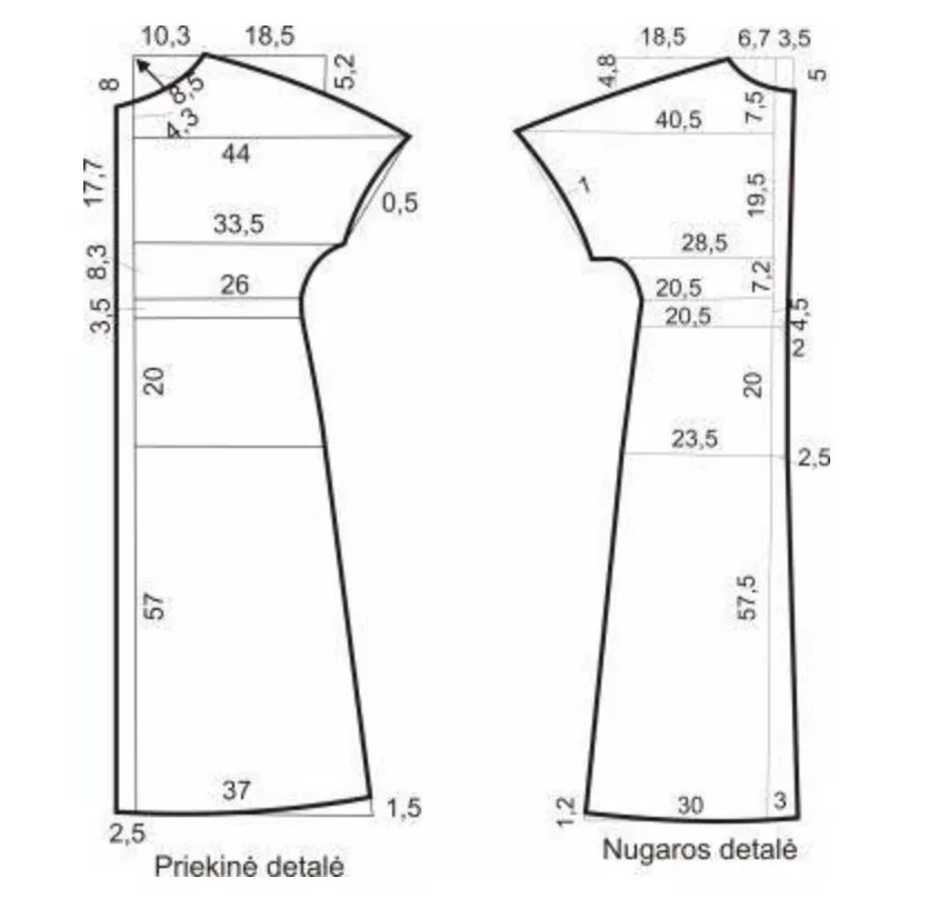 Размеры выкройки женской одежды Выкройка платья с цельнокроеным рукавом Выкройки, Выкройка платья, Шитье