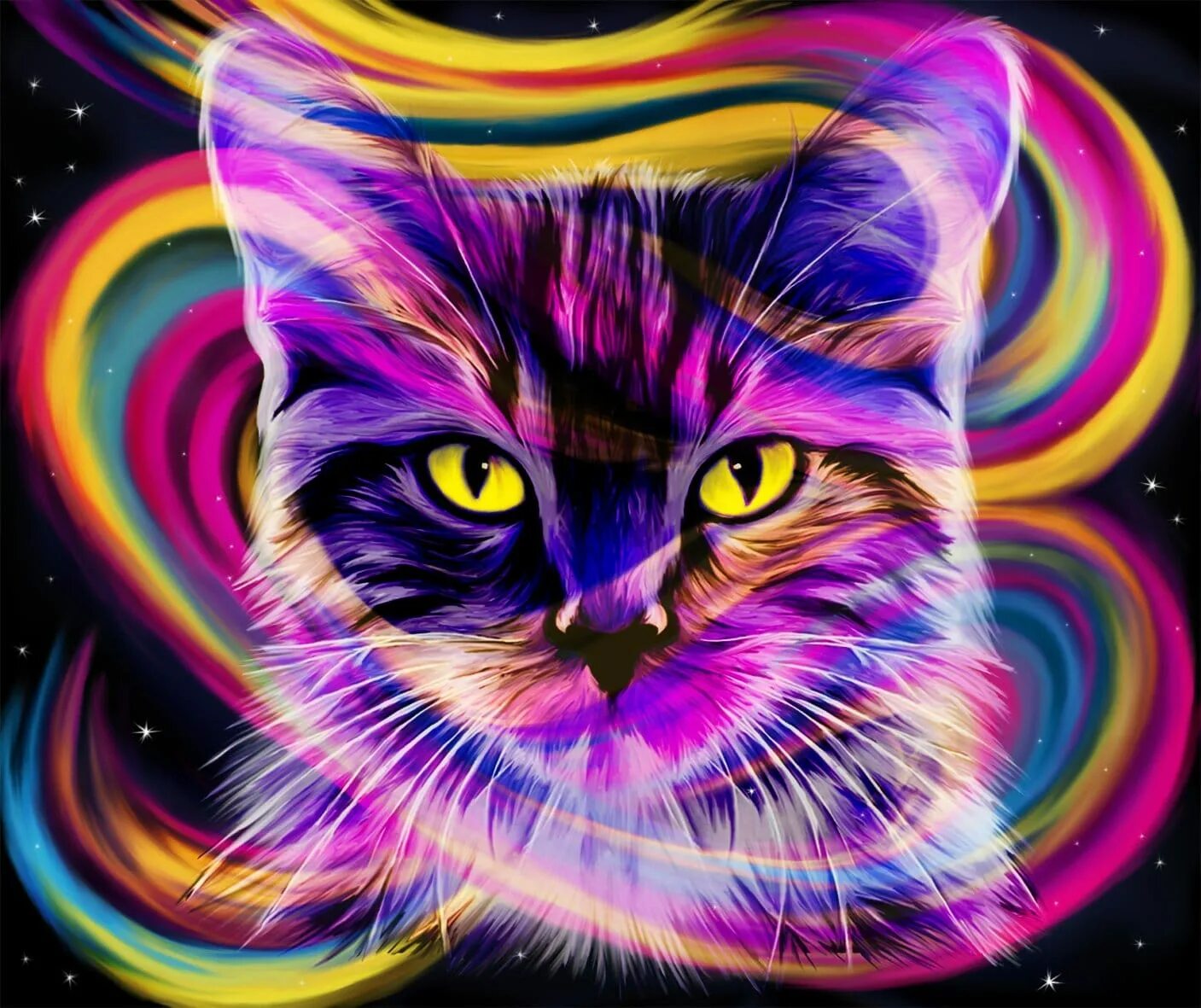 Разноцветные кошки фото Colorful Cat Head Paint By Numbers - Numeral Paint Kit