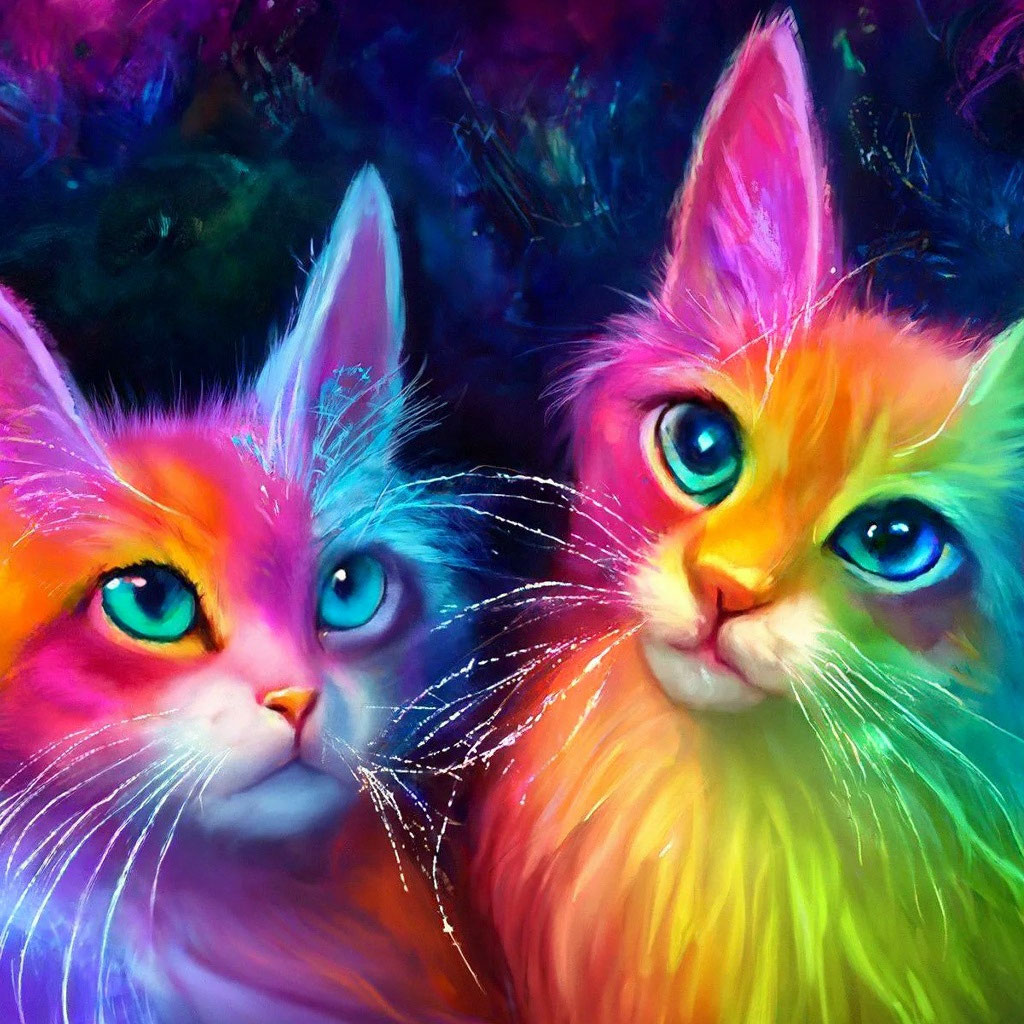 Разноцветные коты фото "Cute cats are multicolored" - image created in Shedevrum