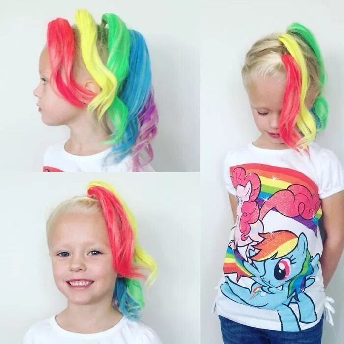 Разноцветные прически для девочек My Little Pony - Rainbow Dash Crazy hair, Wacky hair, Wacky hair days