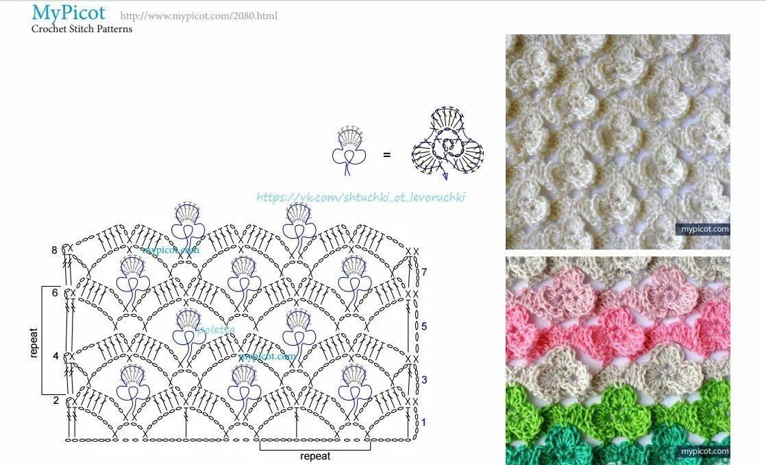 Разноцветные схемы крючком Узор крючком от MyPicot.. Обсуждение на LiveInternet - Российский Сервис Онлайн-