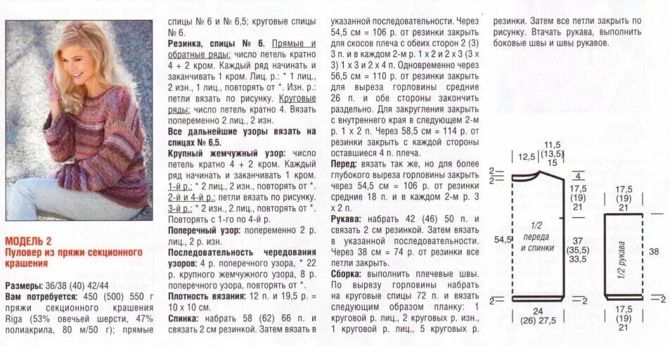 Разноцветные спицами с описанием и схемами Красивые пуловеры и жакеты из секционной пряжи, идеи+схемы к моделям Чудо-узоры 