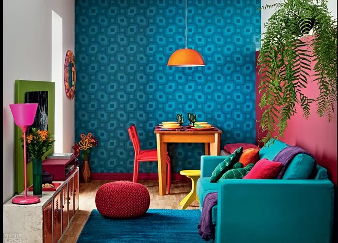 Разноцветные стены в интерьере Design Addict Mom Salas pequenas, Salas coloridas, Decoração de casa