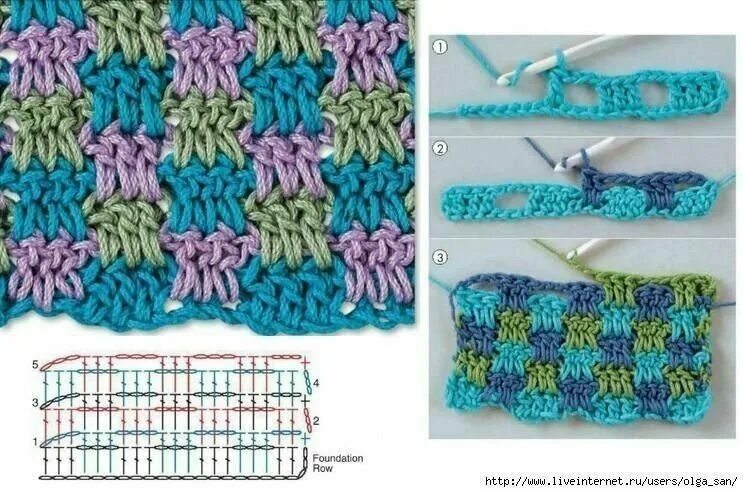 Разноцветные узоры крючком со схемами Выбираем узор крючком для вязаного пледа: 10 вариантов со схемами Костромичка с 
