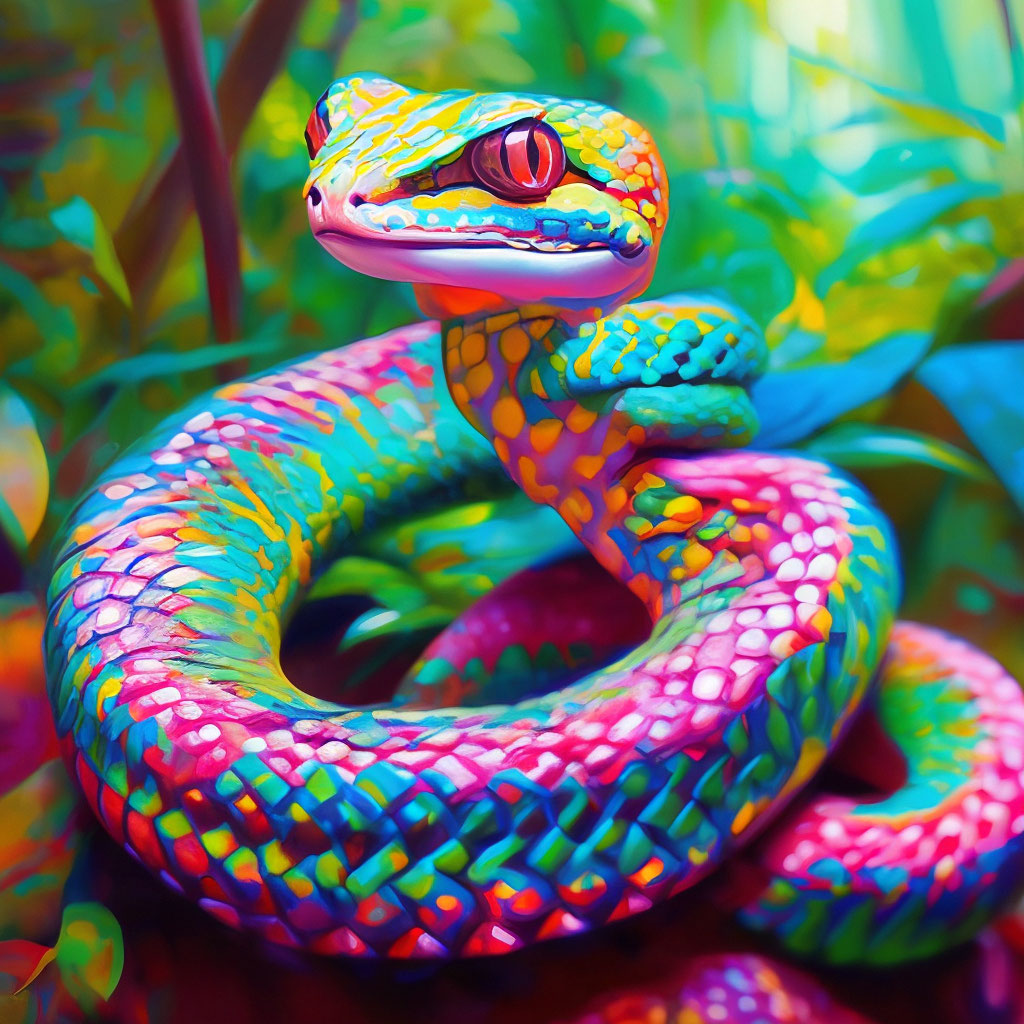 Разноцветные змеи фото "The most beautiful snake" - image created in Shedevrum