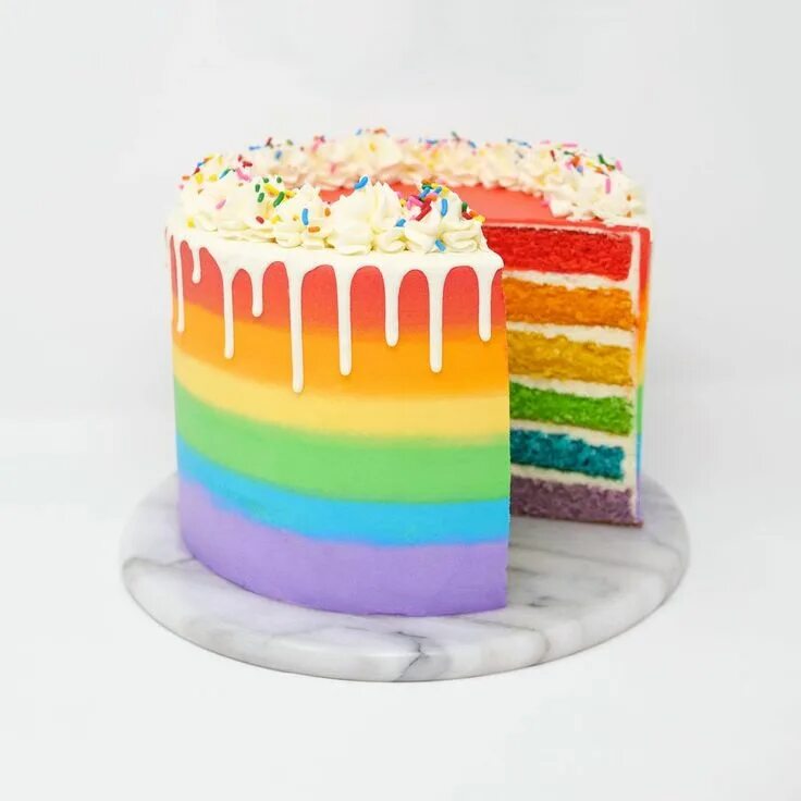 Разноцветный декор торта Double Rainbow Cake Regenbogentorte, Kuchen ohne backen, Cupcake kuchen