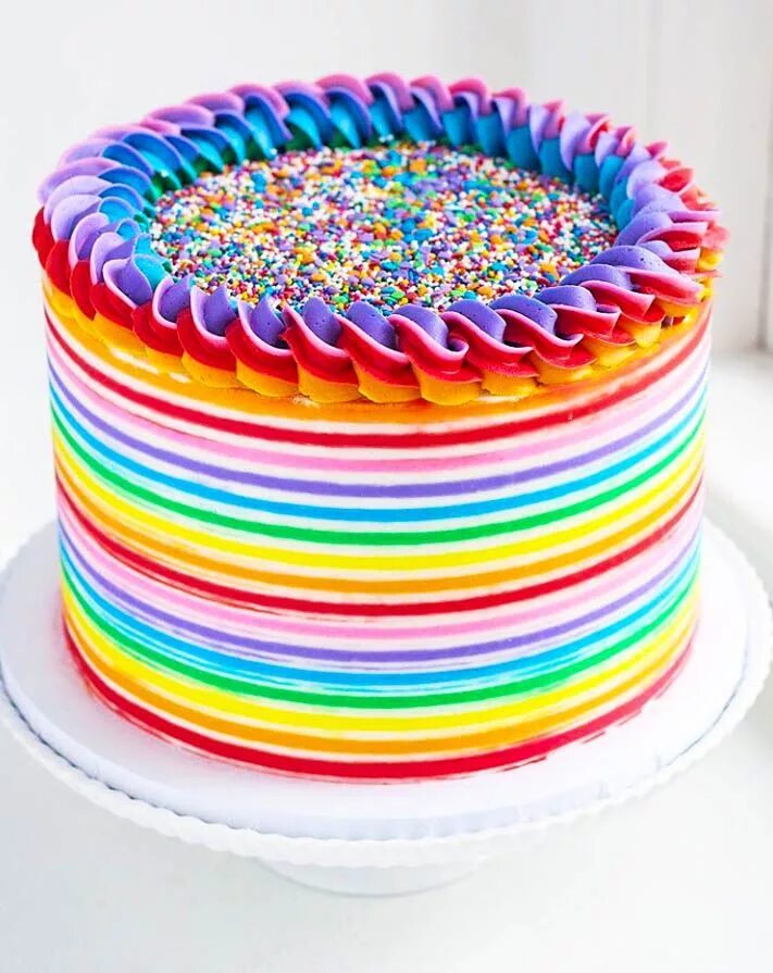 Разноцветный декор торта 15 Ravishing Rainbow Cakes Rainbow birthday cake, Buttercream cake, Cake