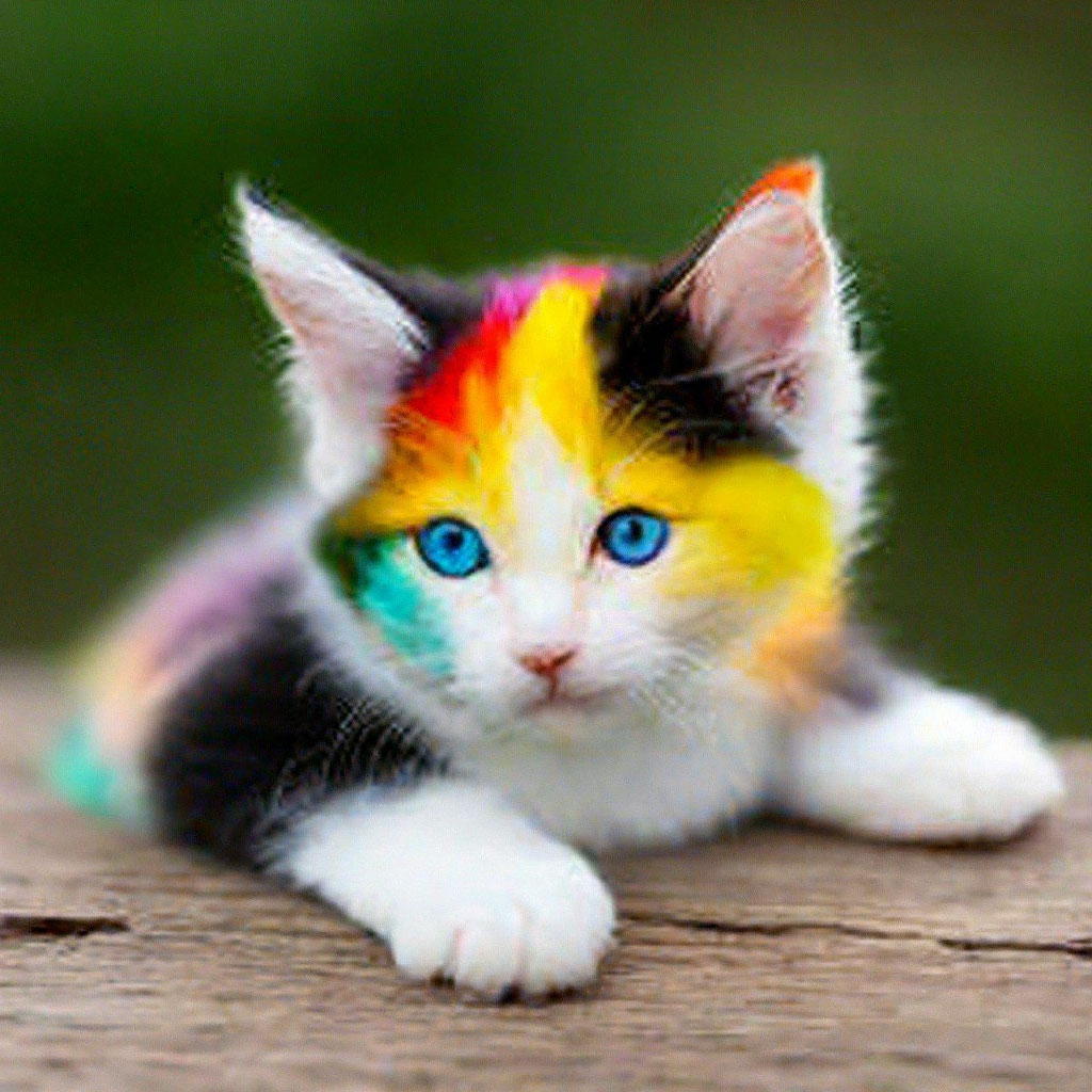 Разноцветный котенок фото "Multicolored kitten" - image created in Shedevrum