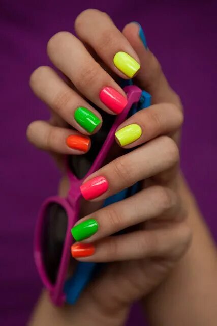 Разноцветный маникюр фото Dance Legend Neonic 817, 820, 821, 822, 828 Summer nails, Cute summer nail desig