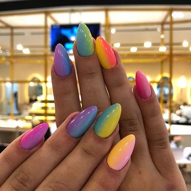 Разноцветный маникюр миндаль 9 Nail Arts are the Heart Of all Nail Designs 2018-19 Nail designs, Nail art, Ge