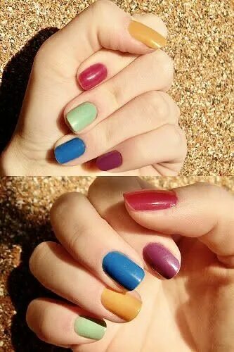 Разноцветный маникюр на осень Pin by Mariel on Manicure Rainbow nails, Nail colors, Gel nails