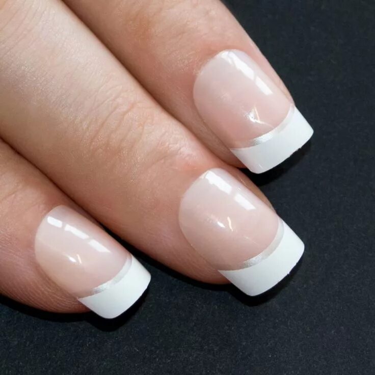 Разновидности французского маникюра фото False Nails Bling Art French Fake White Manicurette Small Squoval 24 Medium Tips