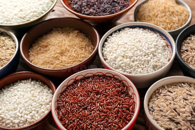 Разновидности риса фото с названиями Different Types of Rice in Bowls on Table Stock Photo - Image of brown, food: 15