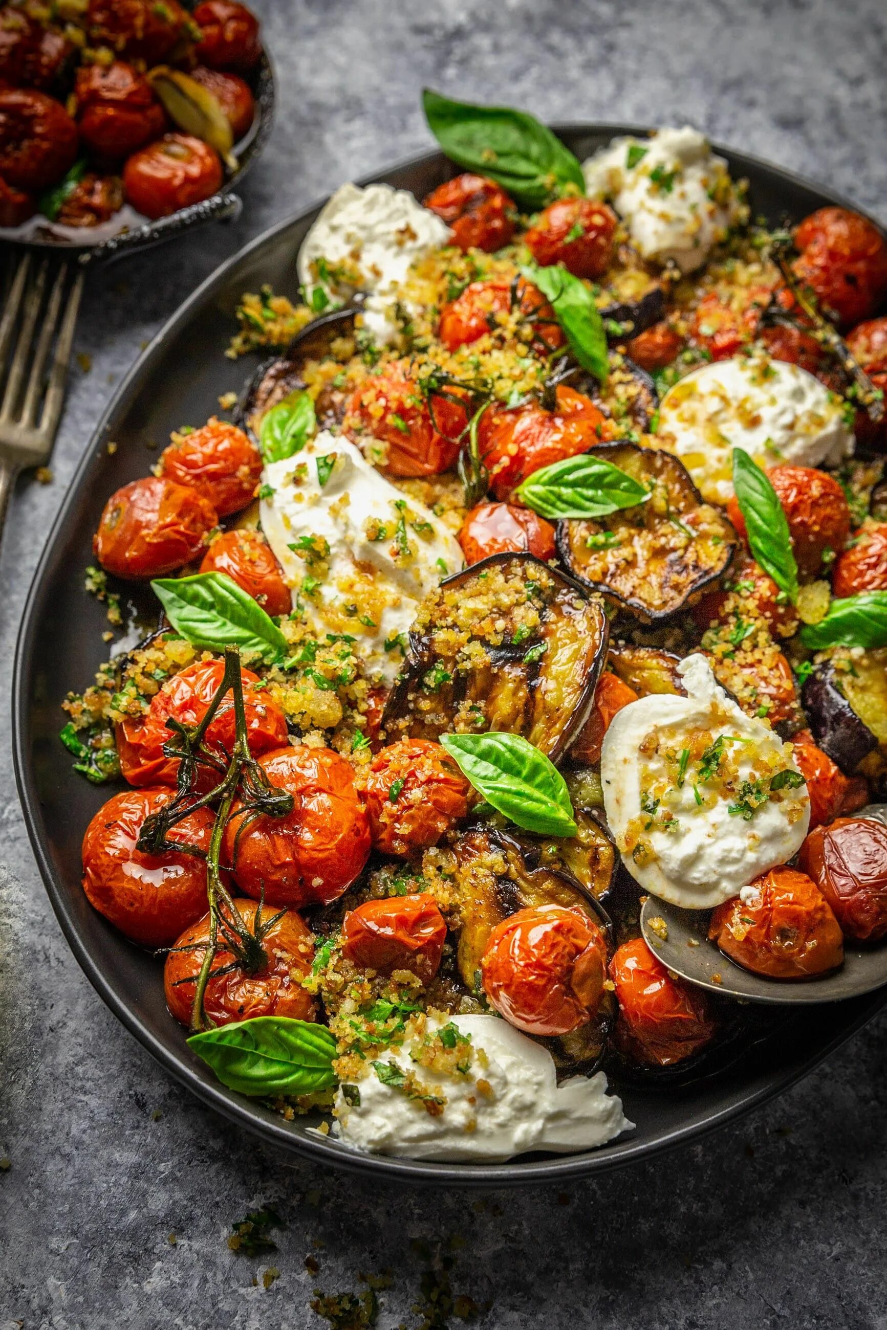 Разные блюда рецепты фото A Light, Grilled Eggplant Parmesan with Roasted Tomatoes and Burrata Рецепт Реце