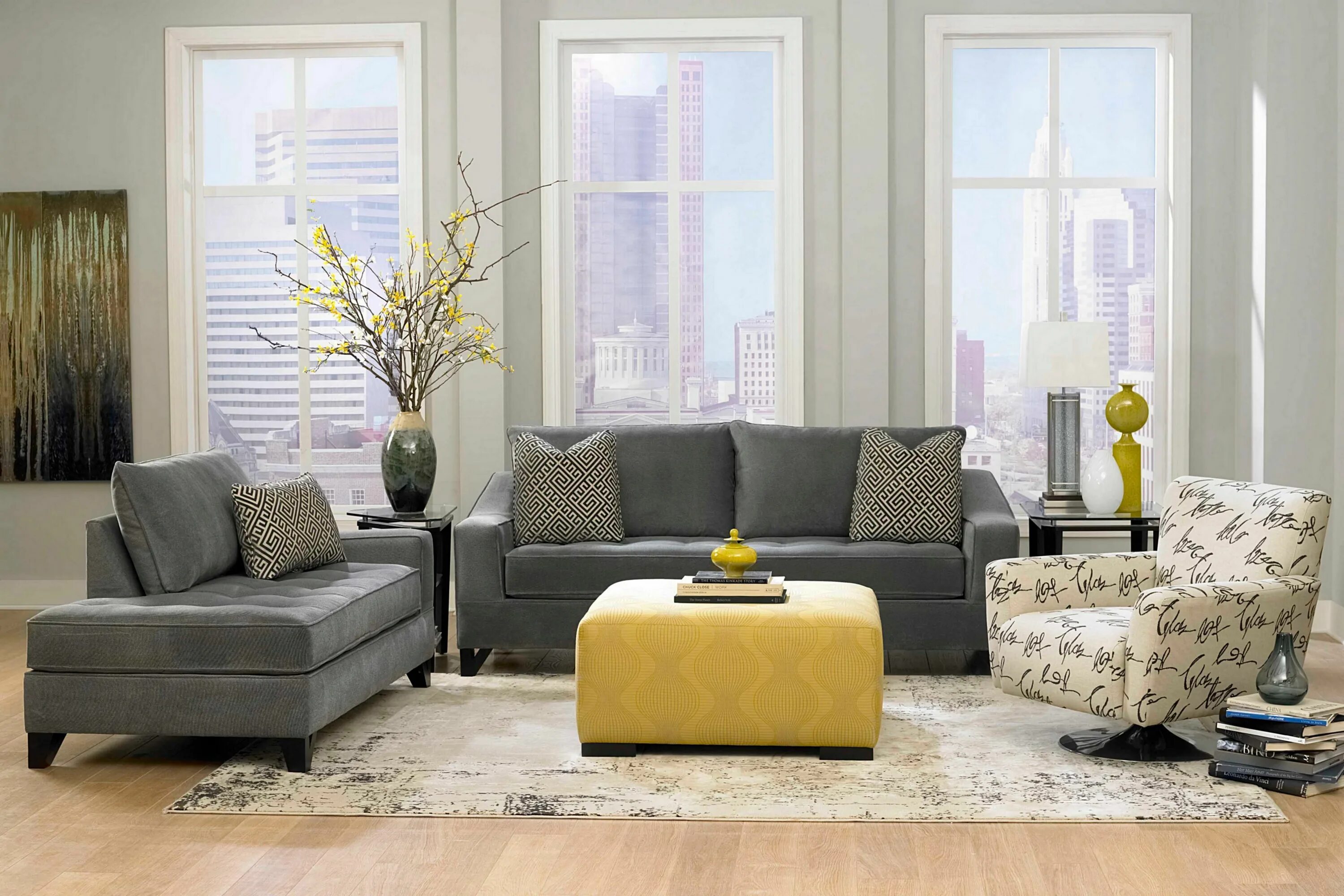 Разные диваны в интерьере гостиной Awesome 30+ Awesome Yellow and Gray Living Room Color Scheme Ideas http://decora