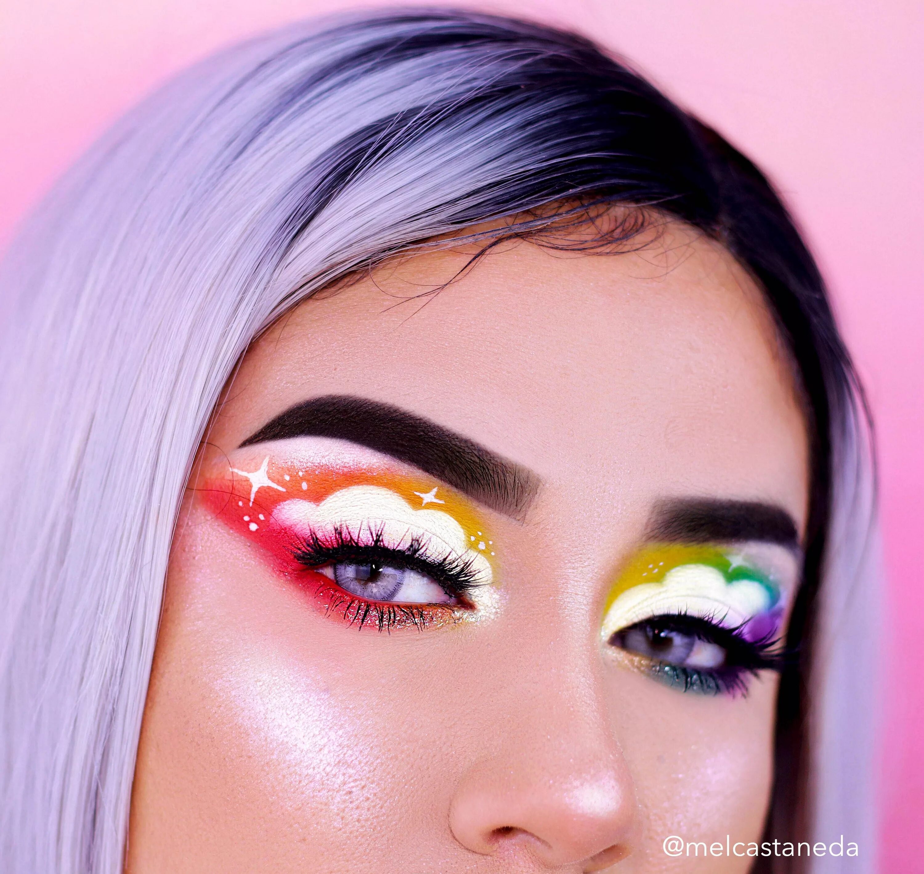 Разные макияжи Rainbow clouds kinda vibe Rainbow eye makeup, Rainbow makeup, Pride makeup