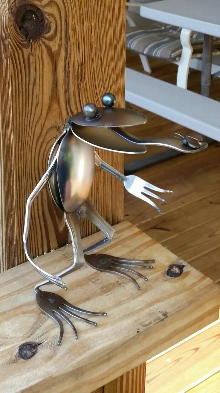 Разные поделки самоделки Frog Spoon Sculpture Unique Metal Art Piece