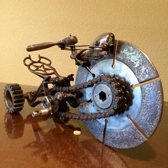 Разные самоделки Brutus, Unique Found Object Metal Art Sculpture of Steam Punk Tricycle/Chopper M