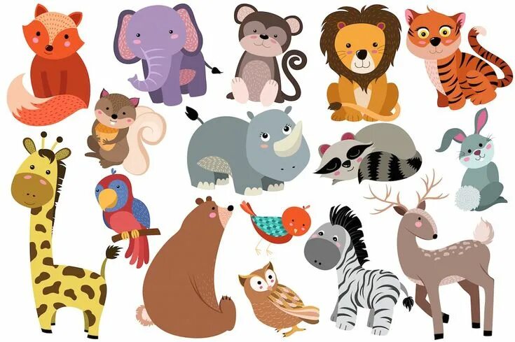 Разные животные картинки для детей Cute Baby Animals Vector & PNG Pack Cute animals images, Cute baby animals, Cute