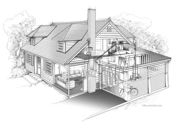 Разработка чертежей дома Cutaway House, safety precautions. :: Behance