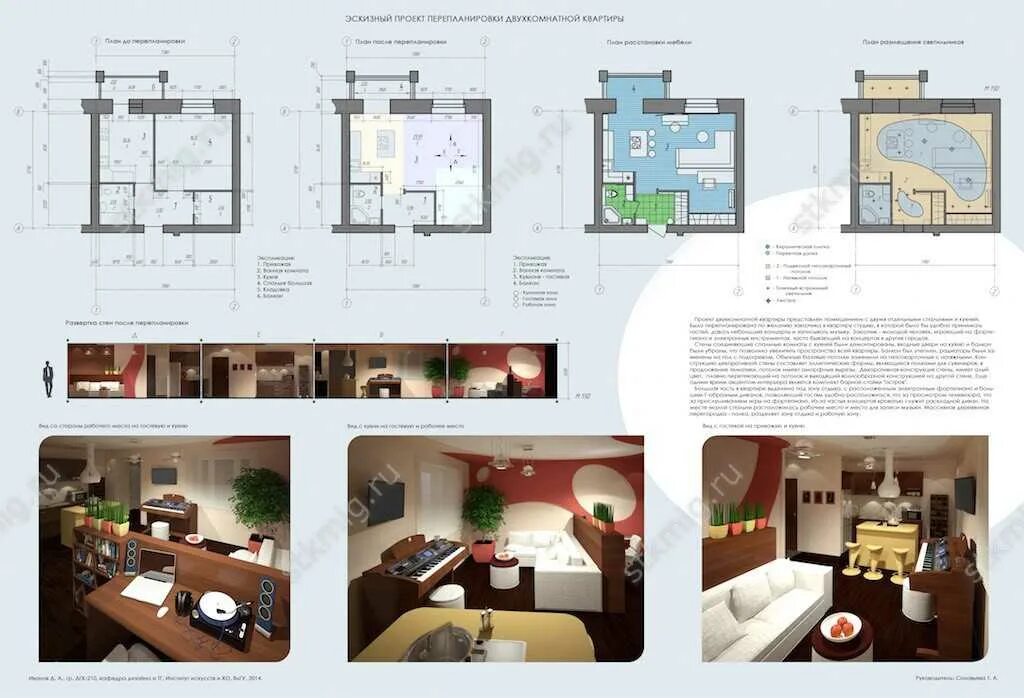 Разработка дизайна интерьера однокомнатной квартиры курсовая Проект дизайн интерьера фото - DelaDom.ru