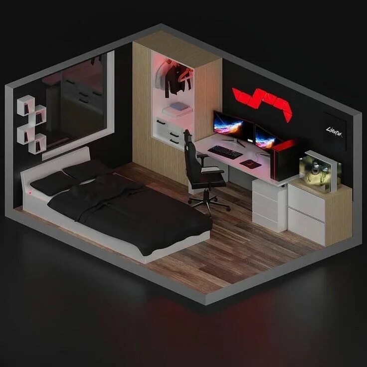 Разработка дизайна комнаты Pin on GAMING/PC SETUPS Small game rooms, Gamer bedroom, Room design