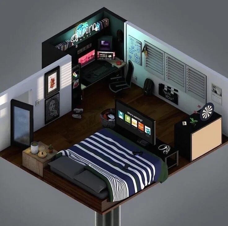 Разработка дизайна комнаты Pin by bsr on GAMING/PC SETUPS Boy bedroom design, Bedroom setup, Room ideas bed