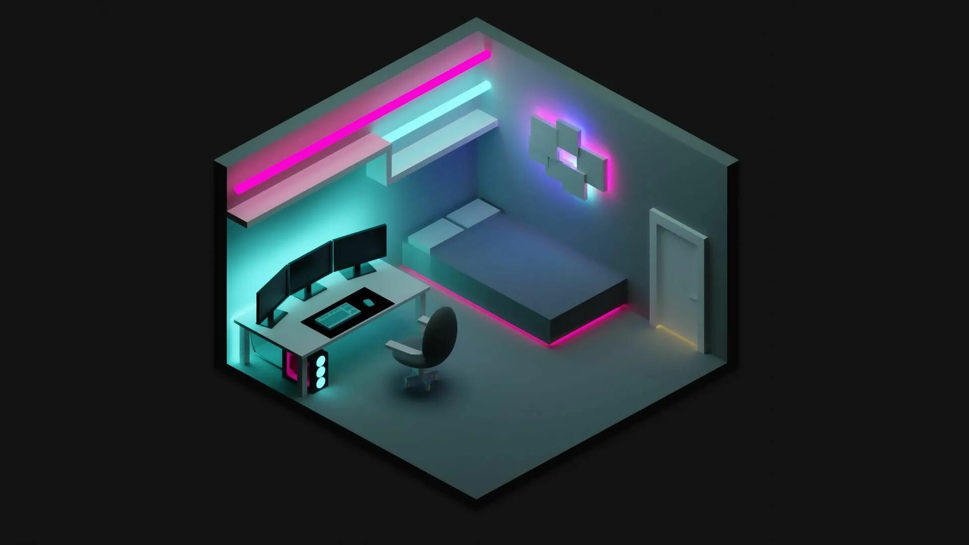 Разработка дизайна комнаты First attempt isometric room Video game room design, Gamer room, Game room desig