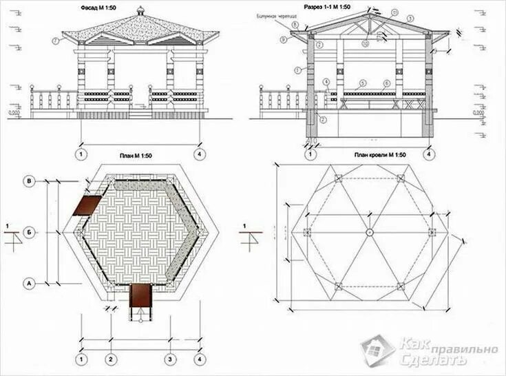 Разрез беседки чертеж Беседка своими руками проекты. 800 фото + пошаговые инструкции Gazebo, Casas nov