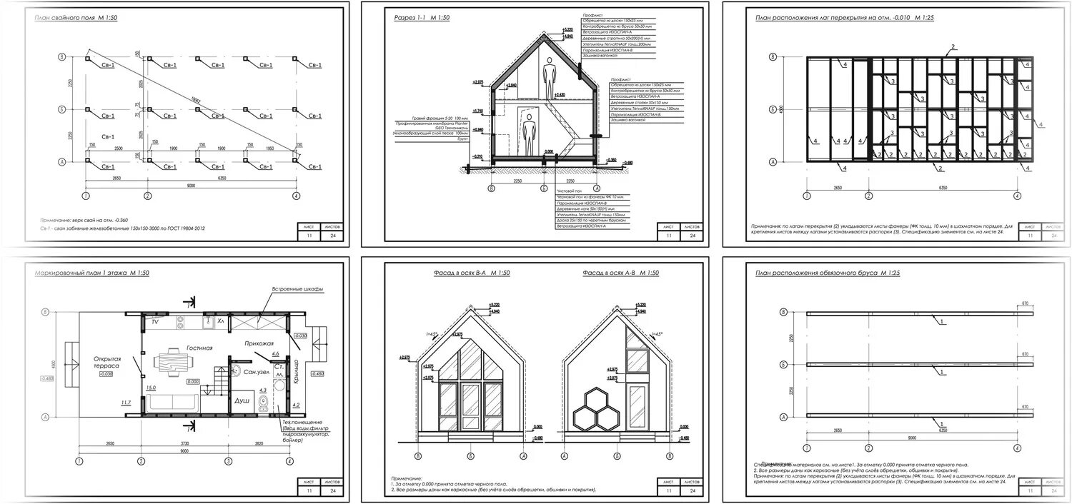 Разрез модульного дома чертеж Барнхаус чертеж фото - DelaDom.ru