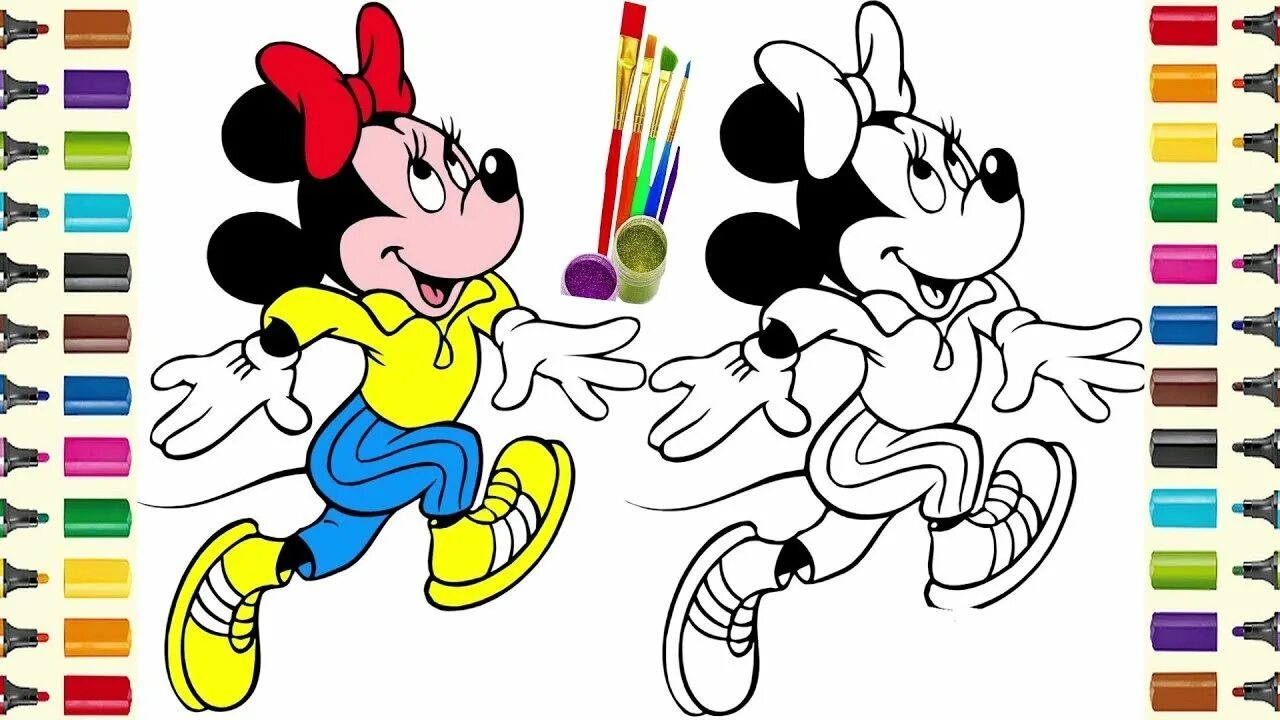 Разукрашивать красками фото Mickey Mouse Coloring Book - for Kids - YouTube