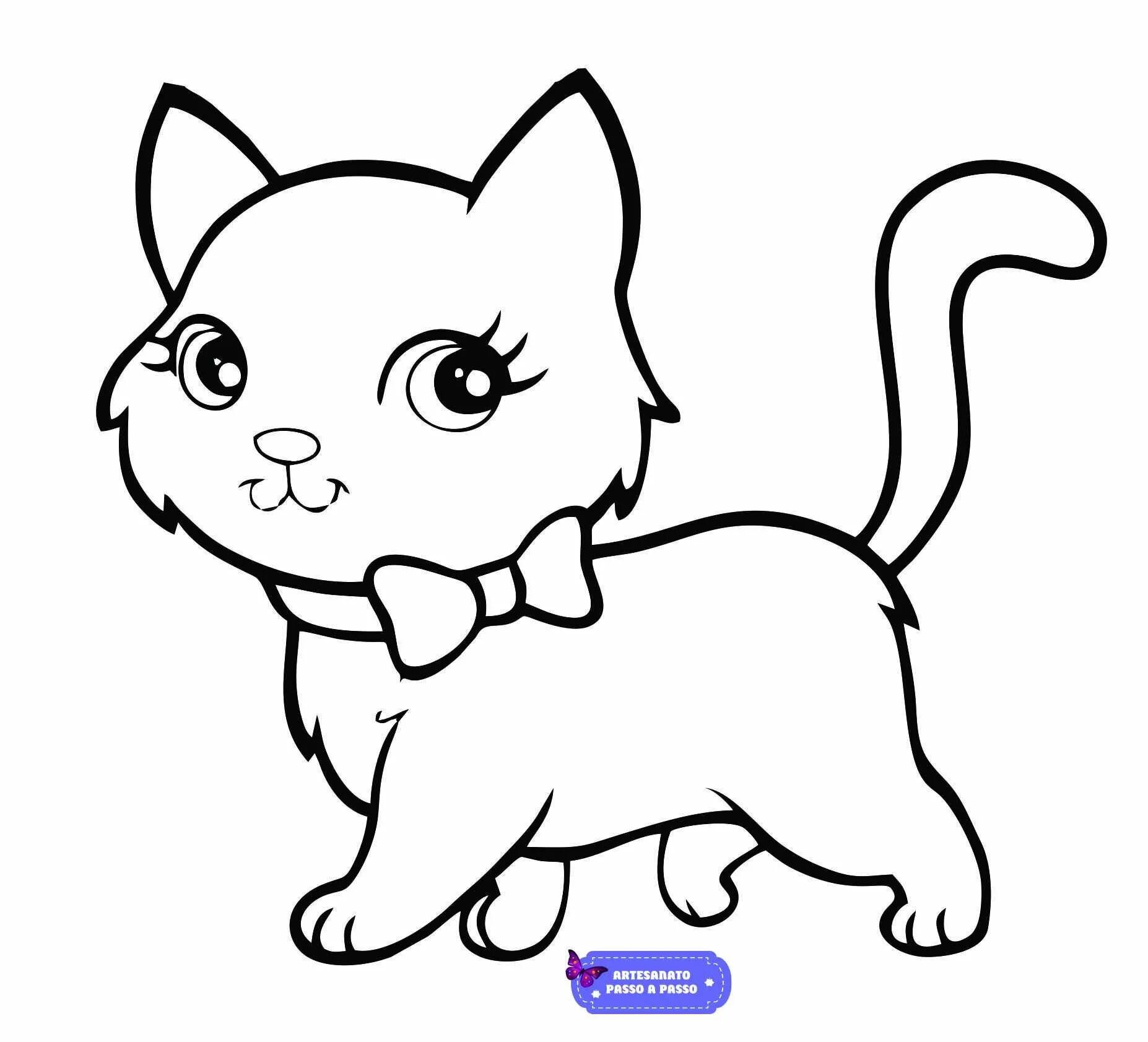 Разукрашка котики фото Desenho para colorir infantil Gatito para colorear, Gatos para pintar, Animalito