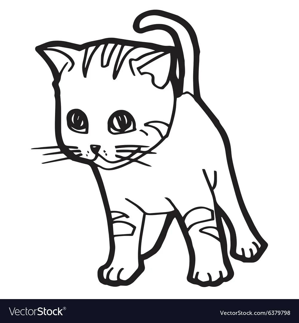 Разукрашка котики фото Cat and kitten coloring page for kid Royalty Free Vector