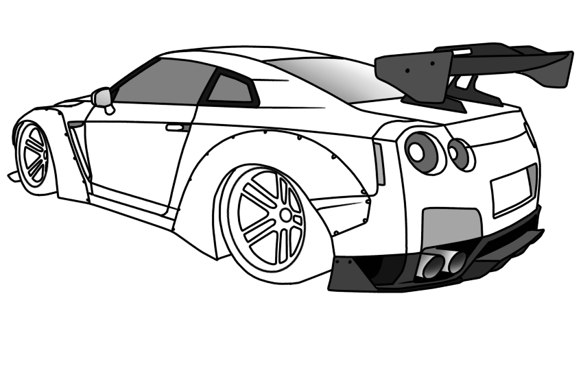 Разукрашка машин тюнинг Nissan GTR R35 Liberty Walk - SketcHye