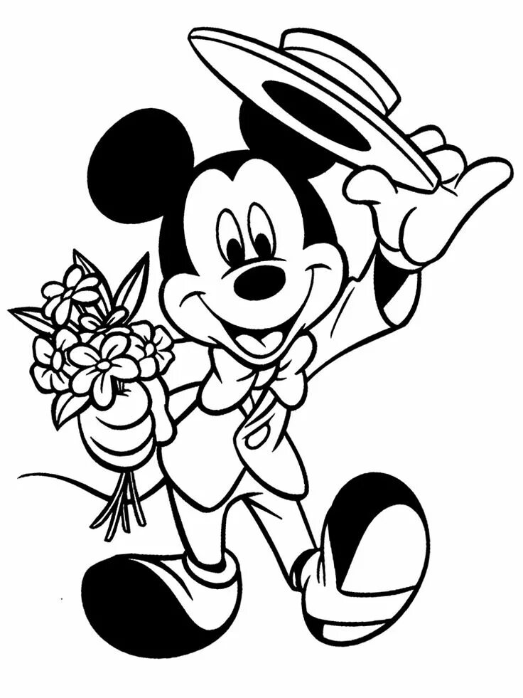 Разукрасить черно белое фото Dibujos para colorear - Mickey Mouse, imprimir gratis Páginas para colorear disn