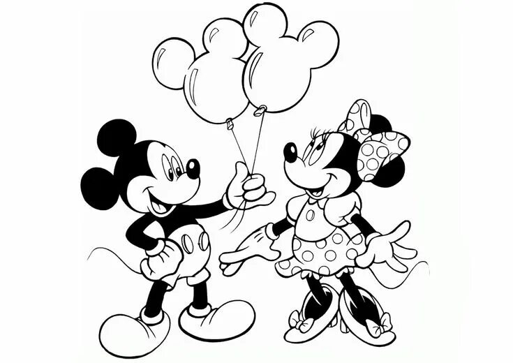 Разукрасить черно белое фото онлайн бесплатно Balloons as a Gift - high-quality free coloring from the category: Mickey Mouse.