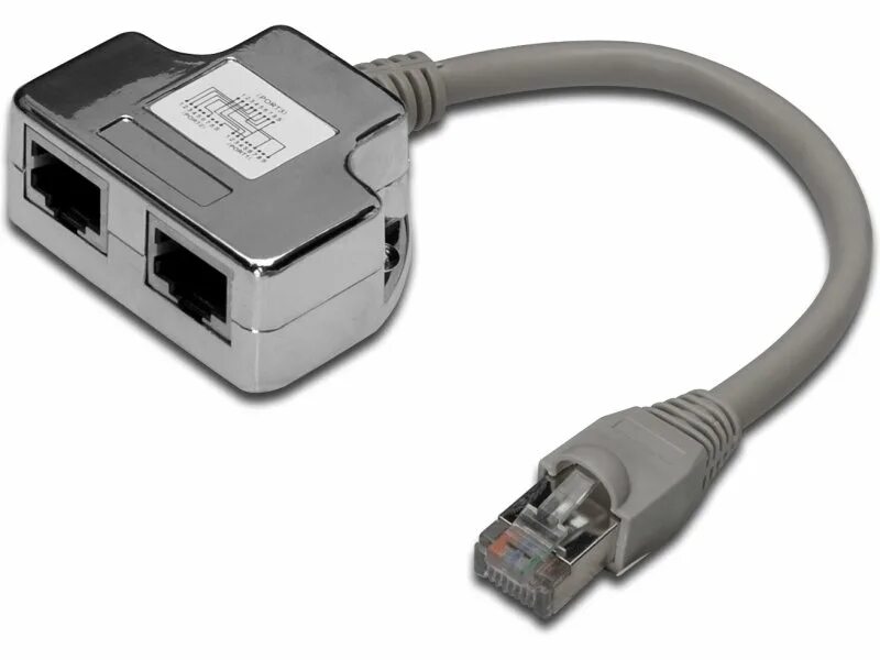 Разветвитель для компьютера для подключения принтера DIGITUS Patchkabel Adapter Cat5e 2x RJ45 - 1x RJ45 0.19m DN-93904 - OX.ee