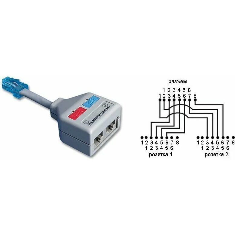 Разветвитель rj45 на 2 порта схема подключения Разветвитель RJ-45 Siemon YU4-U2-U2: купить в интернет магазине Регард Москва: ц