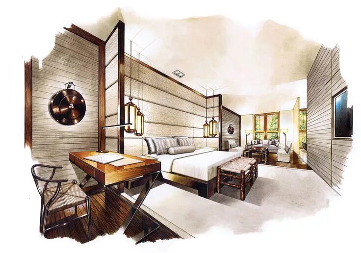 Развитие дизайна интерьера Perspective Projects on Behance Interior design sketches, Interior design drawin