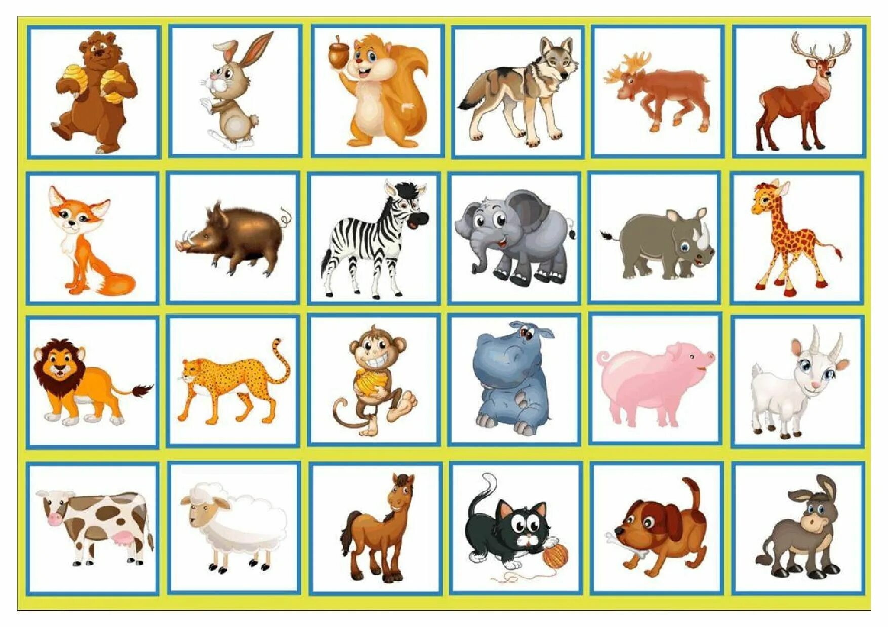 Развивающие картинки животные Pin en Cherche et trouve Animales para imprimir, Juego didactico para niños, Las